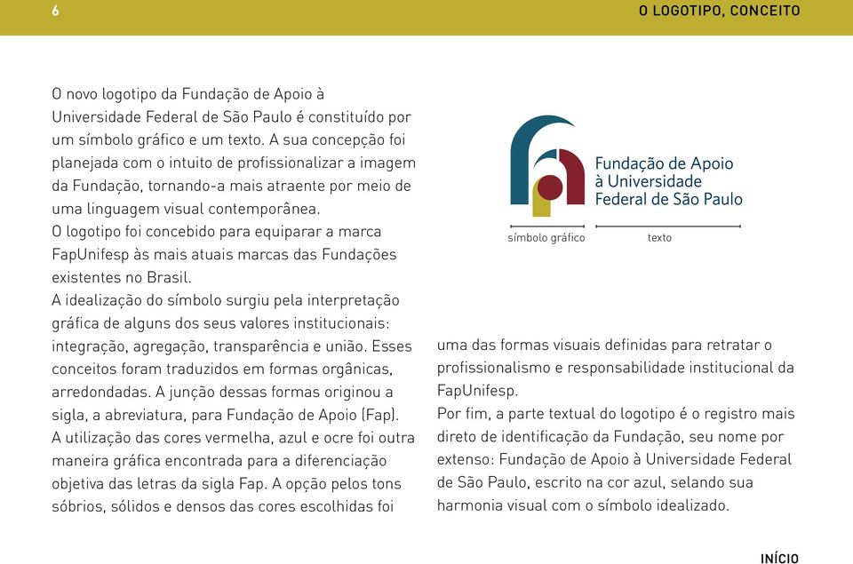 O logotipo foi concebido para equiparar a marca FapUnifesp às mais atuais marcas das Fundações existentes no Brasil.