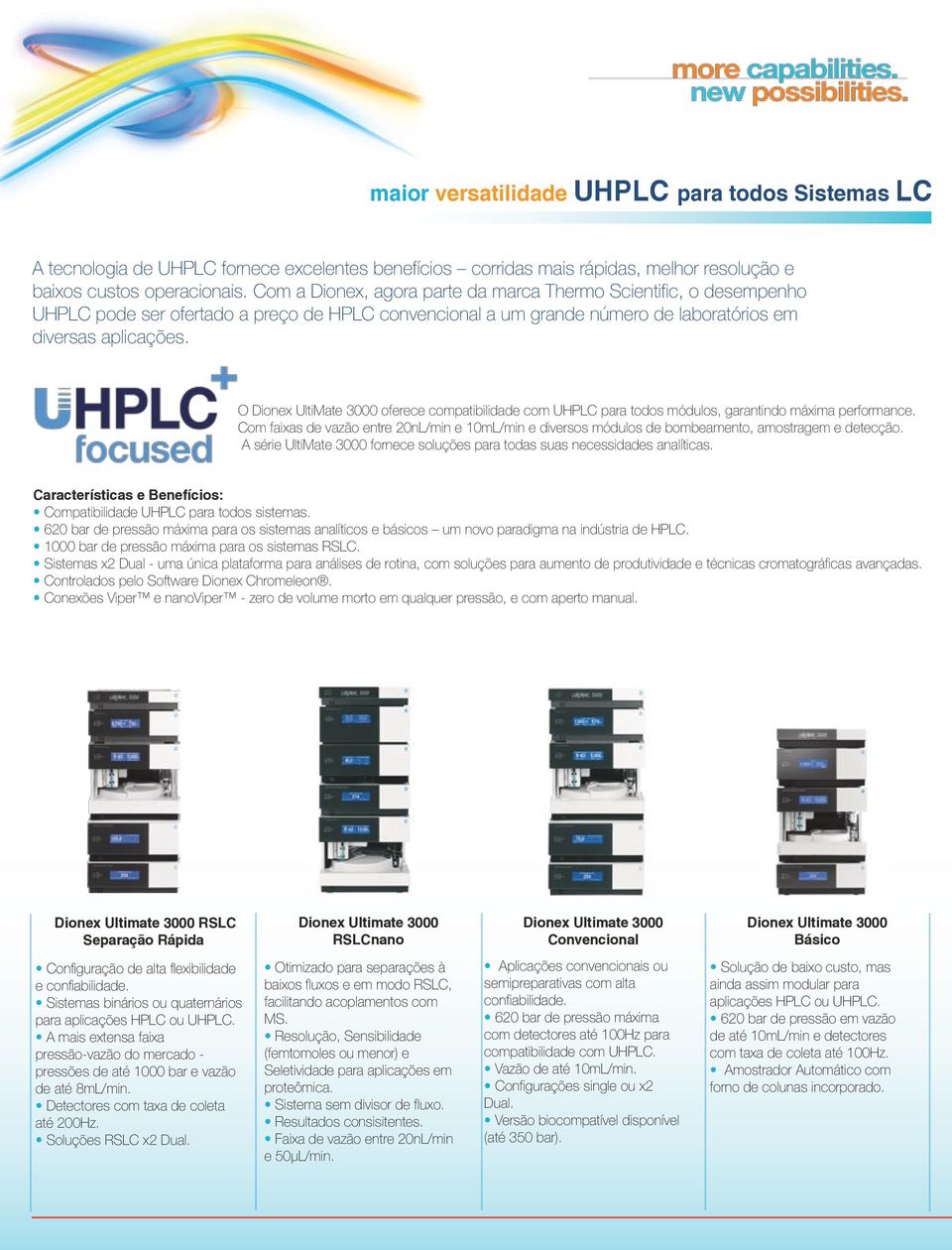 O Dionex UltiMate 3000 oferece compatibilidade com UHPLC para todos módulos, garantindo máxima performance.