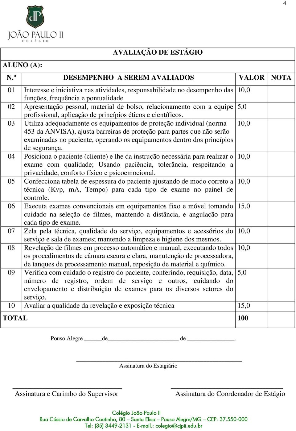 bolso, relacionamento com a equipe 5,0 profissional, aplicação de princípios éticos e científicos.