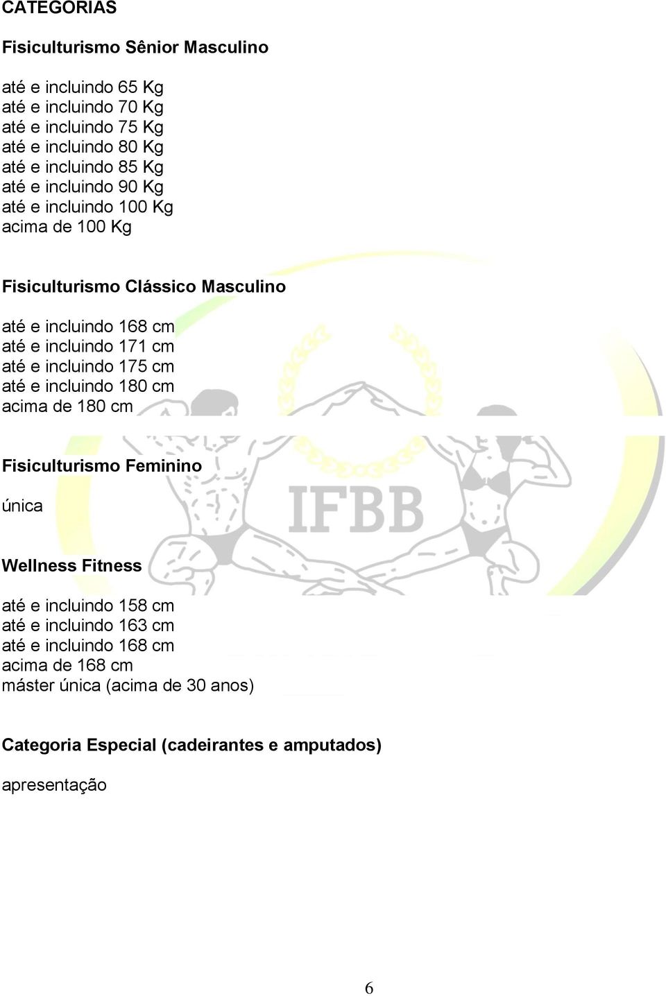 incluindo 171 cm até e incluindo 175 cm até e incluindo 180 cm acima de 180 cm Fisiculturismo Feminino única Wellness Fitness até e incluindo