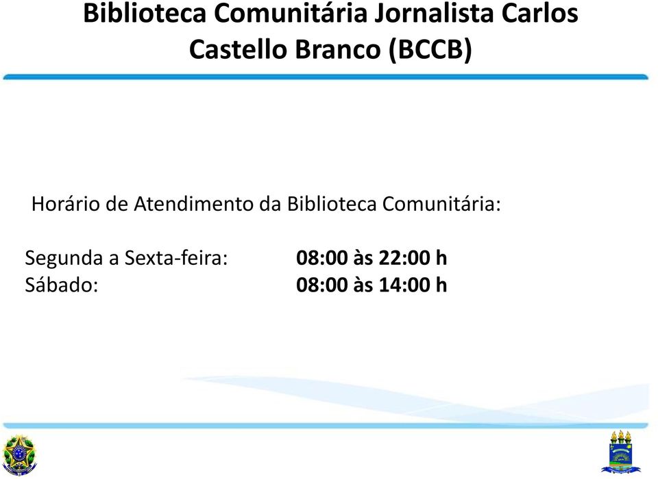 Atendimento da Biblioteca Comunitária: