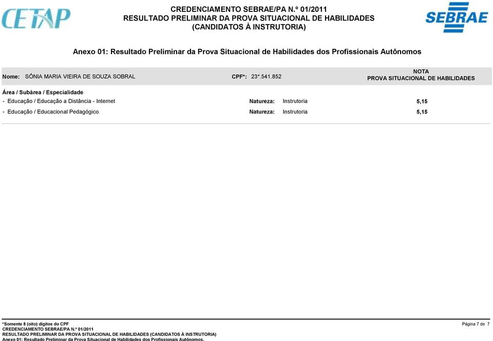 852 - Educação / Educação a Distância -