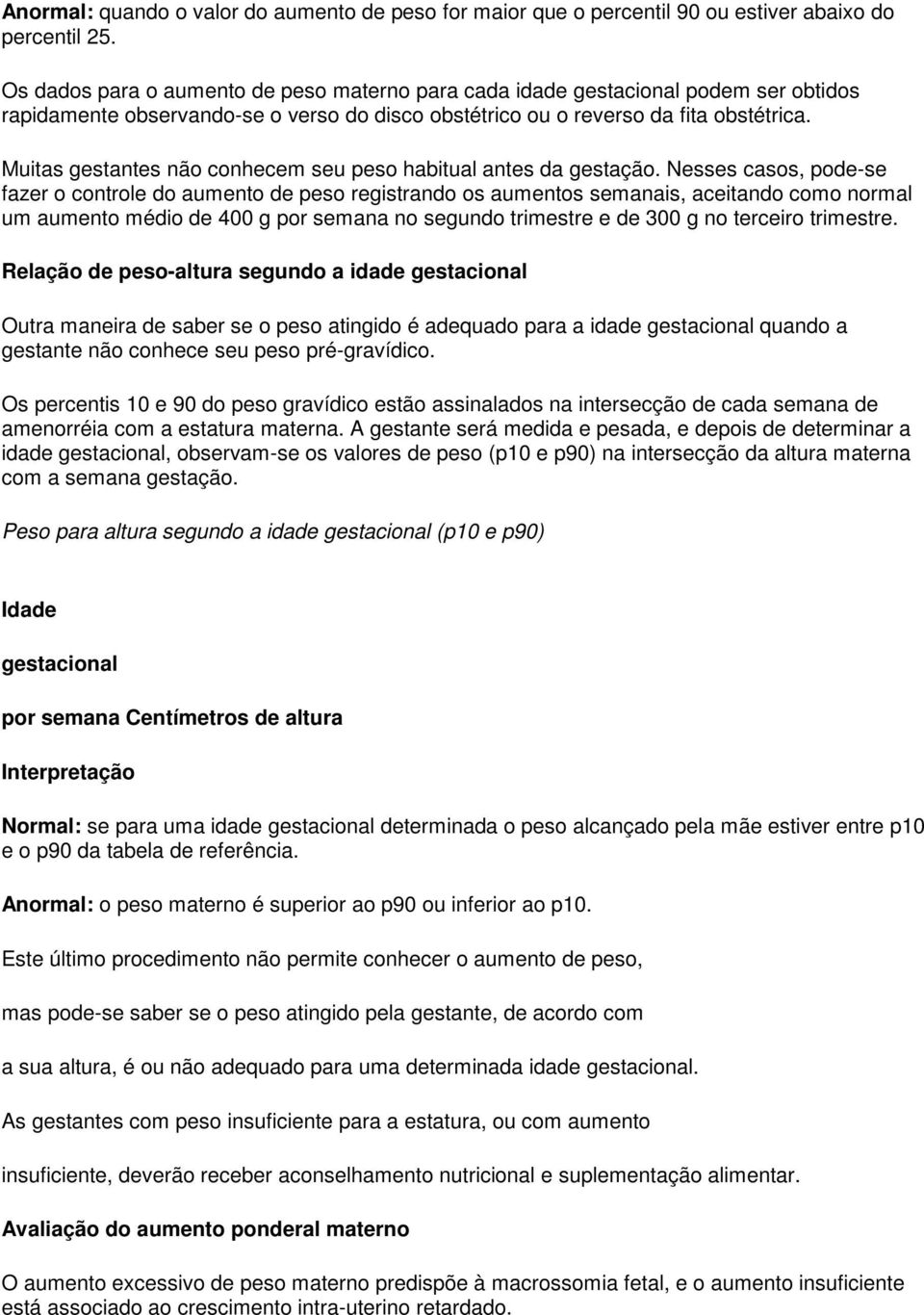 Muitas gestantes não conhecem seu peso habitual antes da gestação.