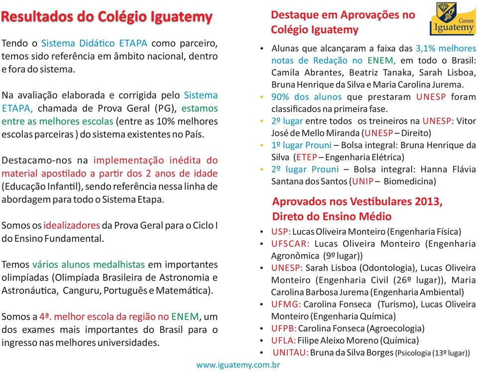 Dstacam-ns na implmntaçã inédita d matrial aps lad a par r ds 2 ans d idad (Educaçã Infan l), snd rfrência nssa linha d abrdagm para td Sistma Etapa.