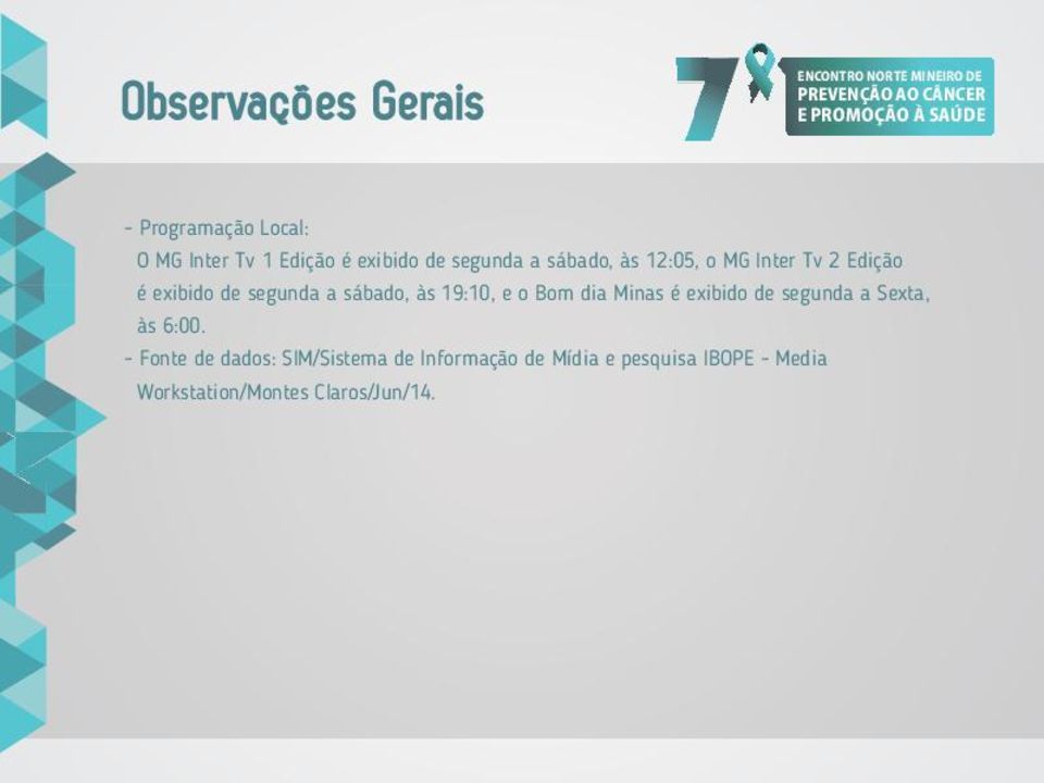 19:10, e o Bom dia Minas é exibido de segunda a Sexta, às 6:00.