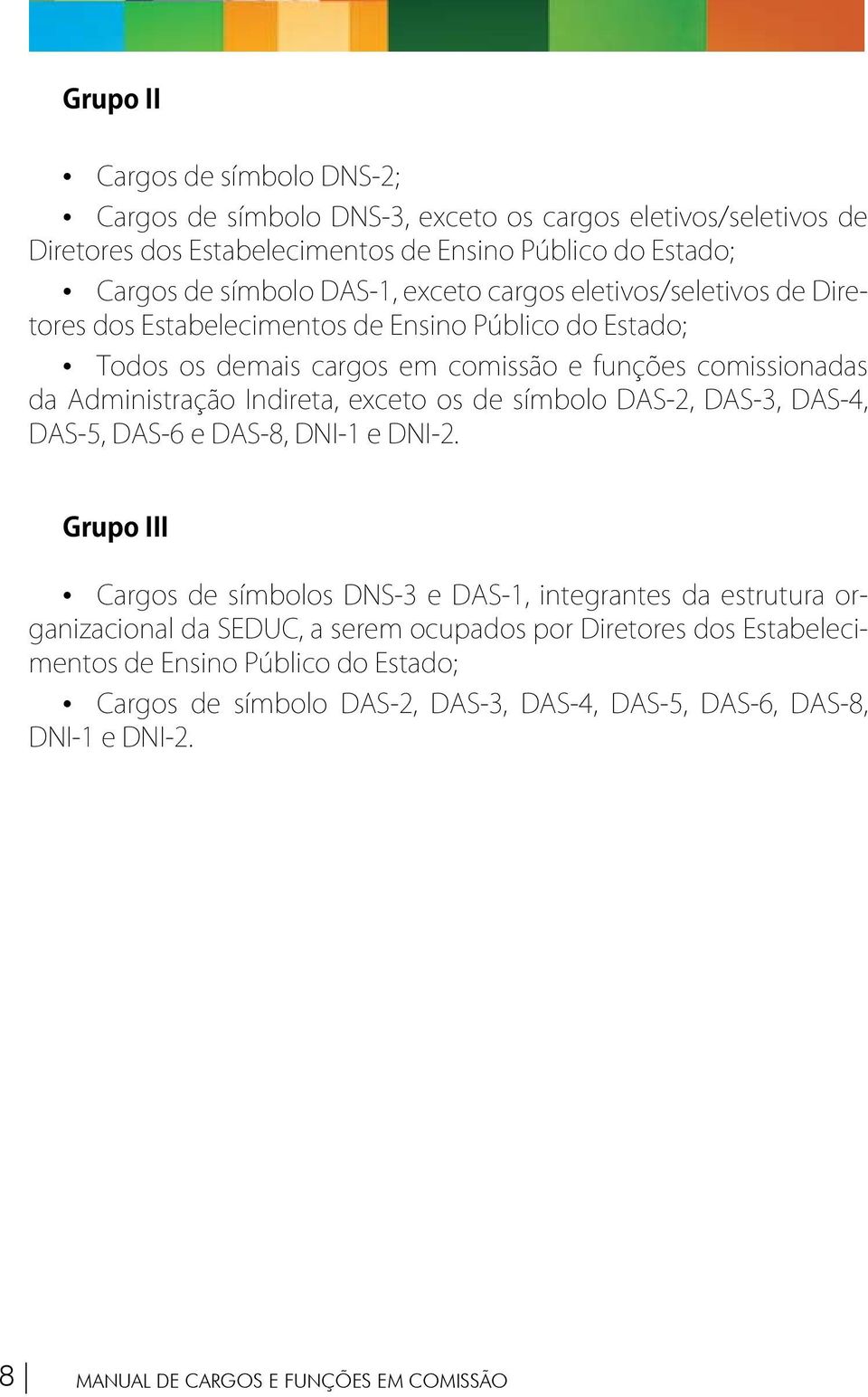 exceto os de símbolo DAS-2, DAS-3, DAS-4, DAS-5, DAS-6 e DAS-8, DNI-1 e DNI-2.