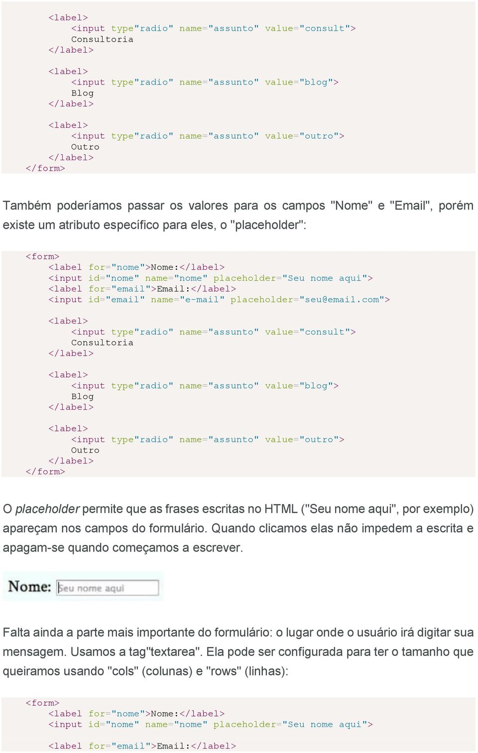 id="email" name="e-mail" placeholder="seu@email.