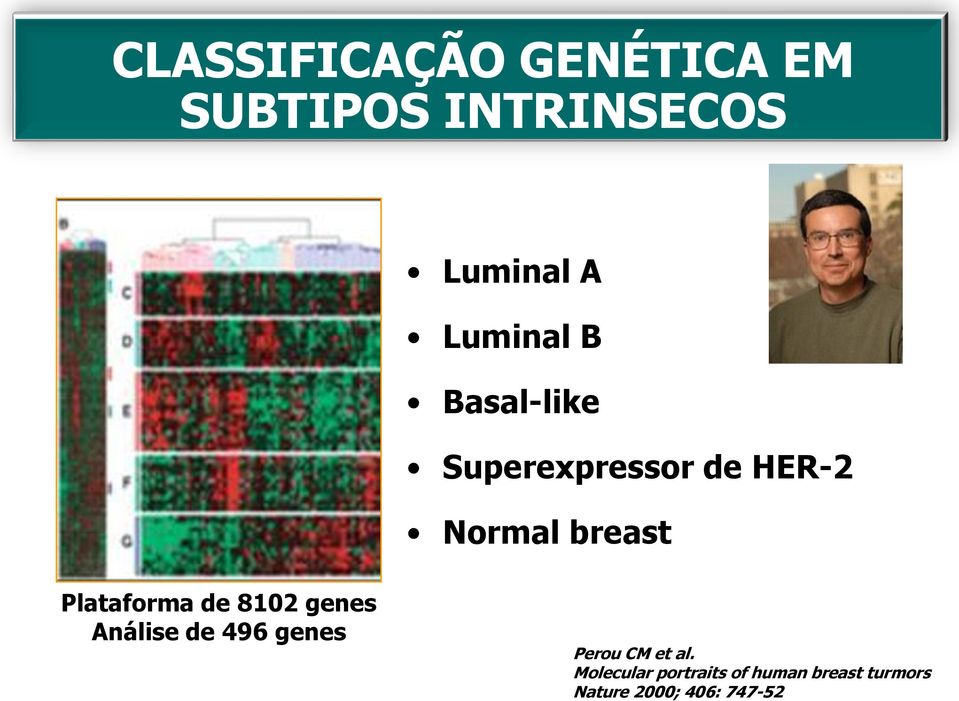 Plataforma de 8102 genes Análise de 496 genes Perou CM et al.