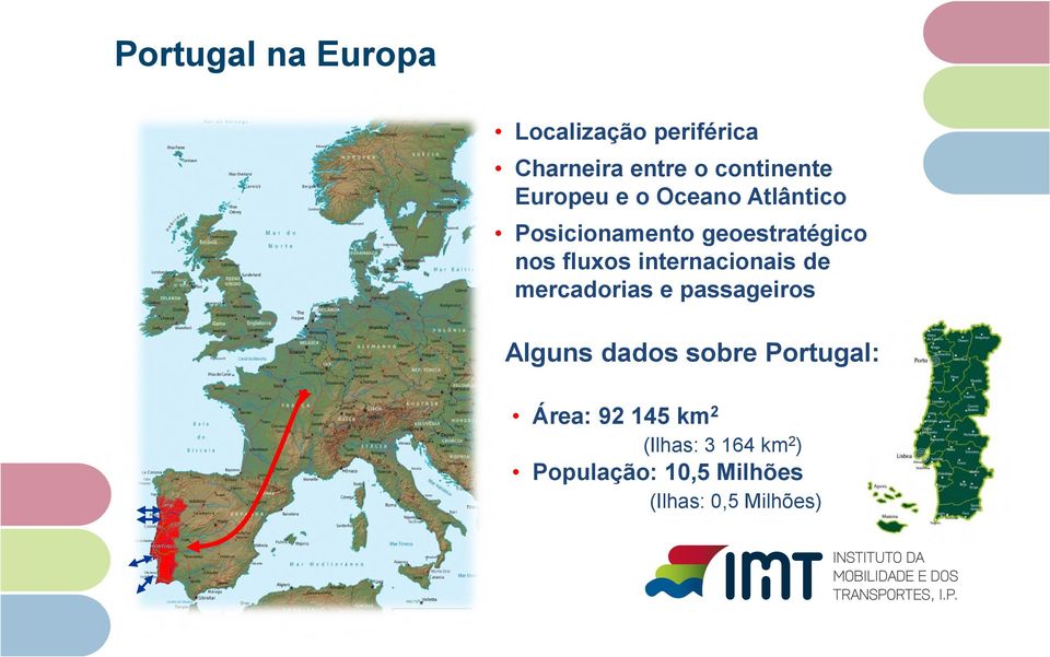 internacionais de mercadorias e passageiros Alguns dados sobre Portugal: