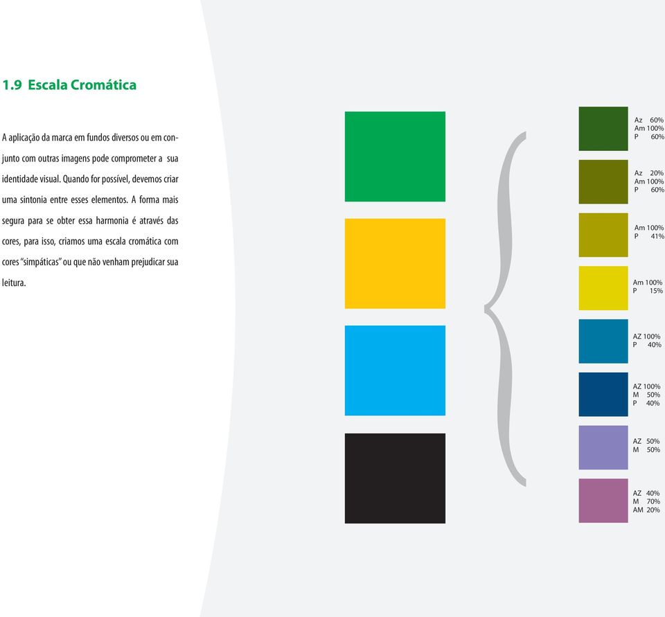 A forma mais segura para se obter essa harmonia é através das cores, para isso, criamos uma escala cromática com cores