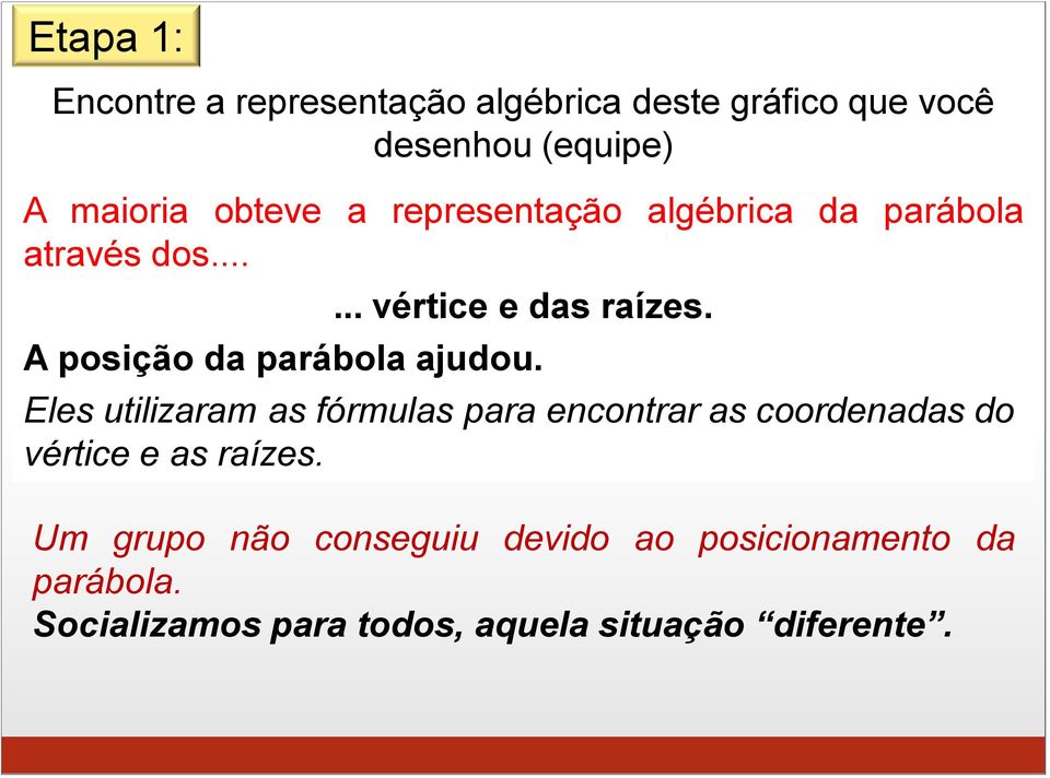 A posição da parábola ajudou.