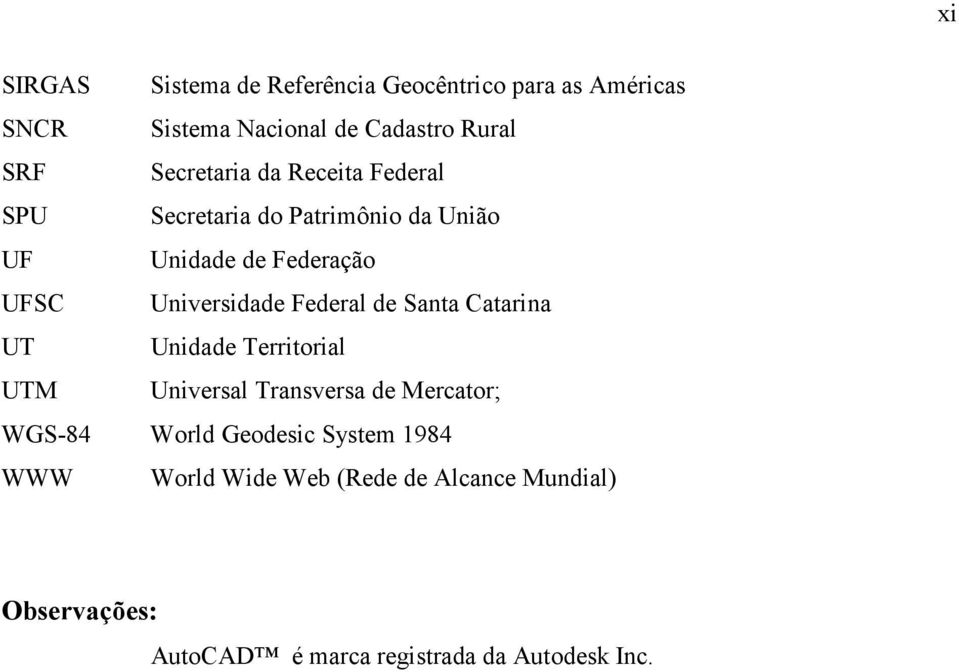Federal de Santa Catarina UT Unidade Territorial UTM Universal Transversa de Mercator; WGS-84 World Geodesic