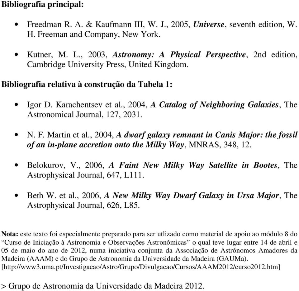 , 2004, A Catalog of Neighboring Galaxies, The Astronomical Journal, 127, 2031. N. F. Martin et al.