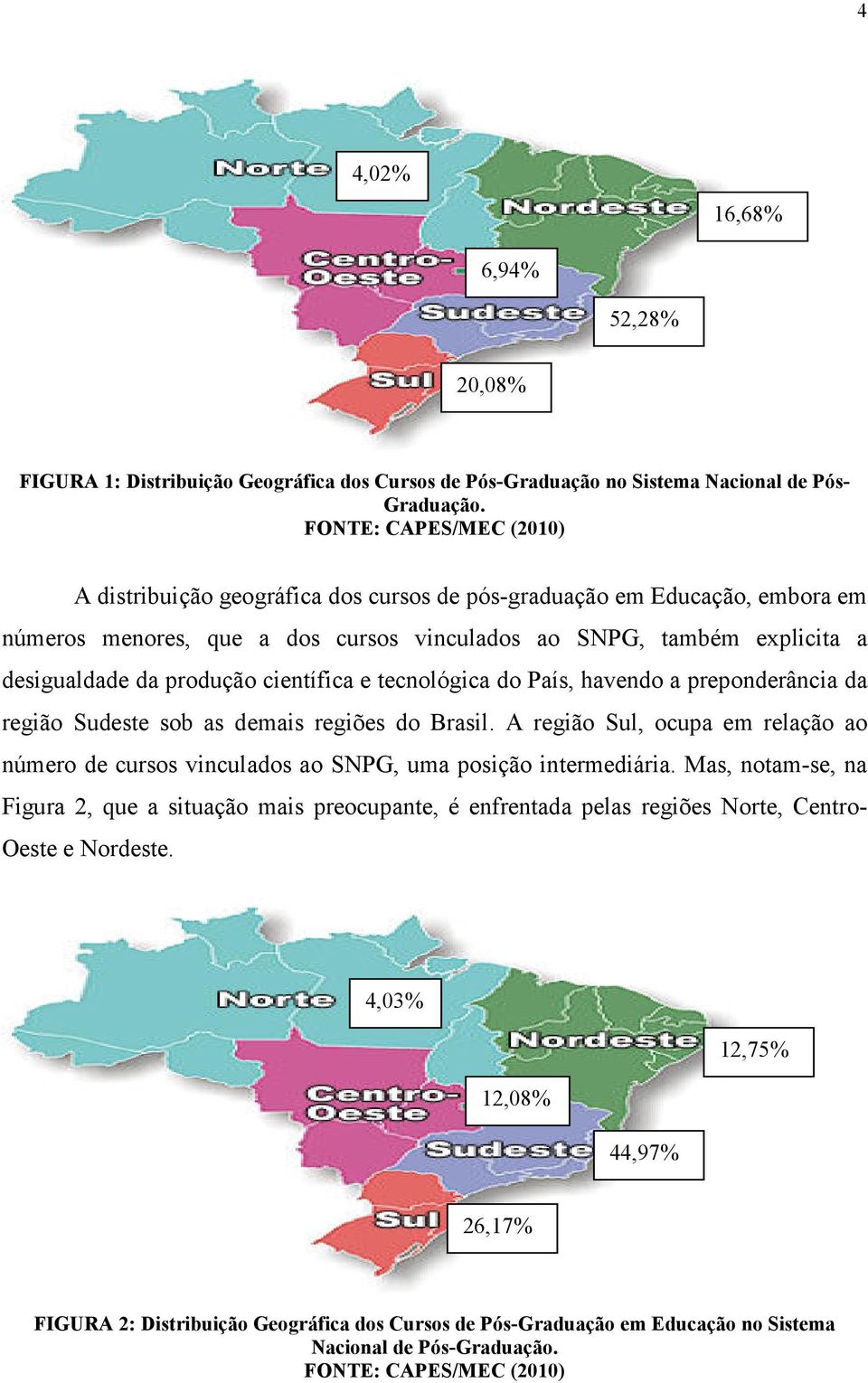 científica e tecnológica do País, havendo a preponderância da região Sudeste sob as demais regiões do Brasil.