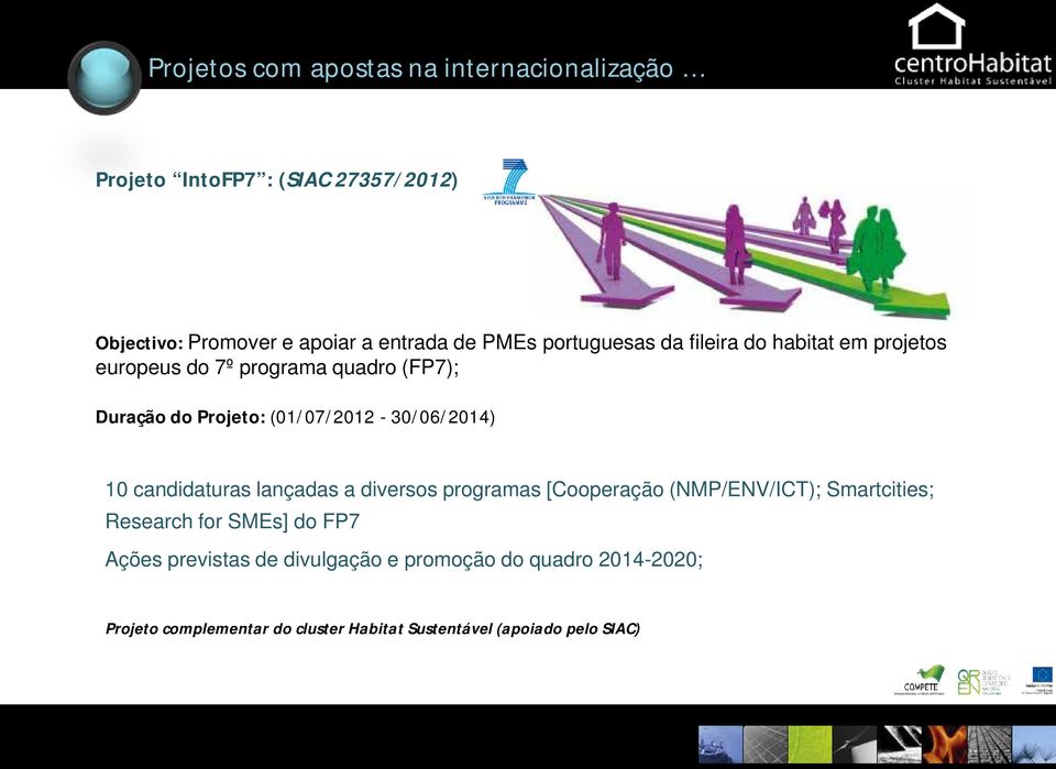 30/06/2014) 10 candidaturas lançadas a diversos programas [Cooperação (NMP/ENV/ICT); Smartcities; Research for SMEs] do FP7