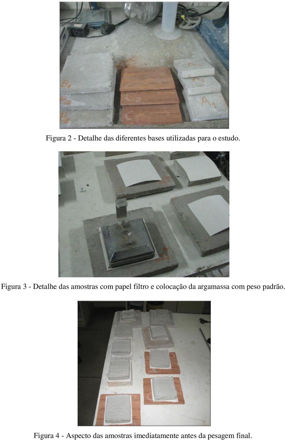 Figura 3 - Detalhe das amostras com papel filtro e