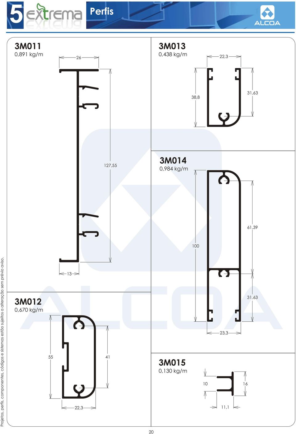 kg/m 61,39 100 3M012 0,670 kg/m 13 55 1