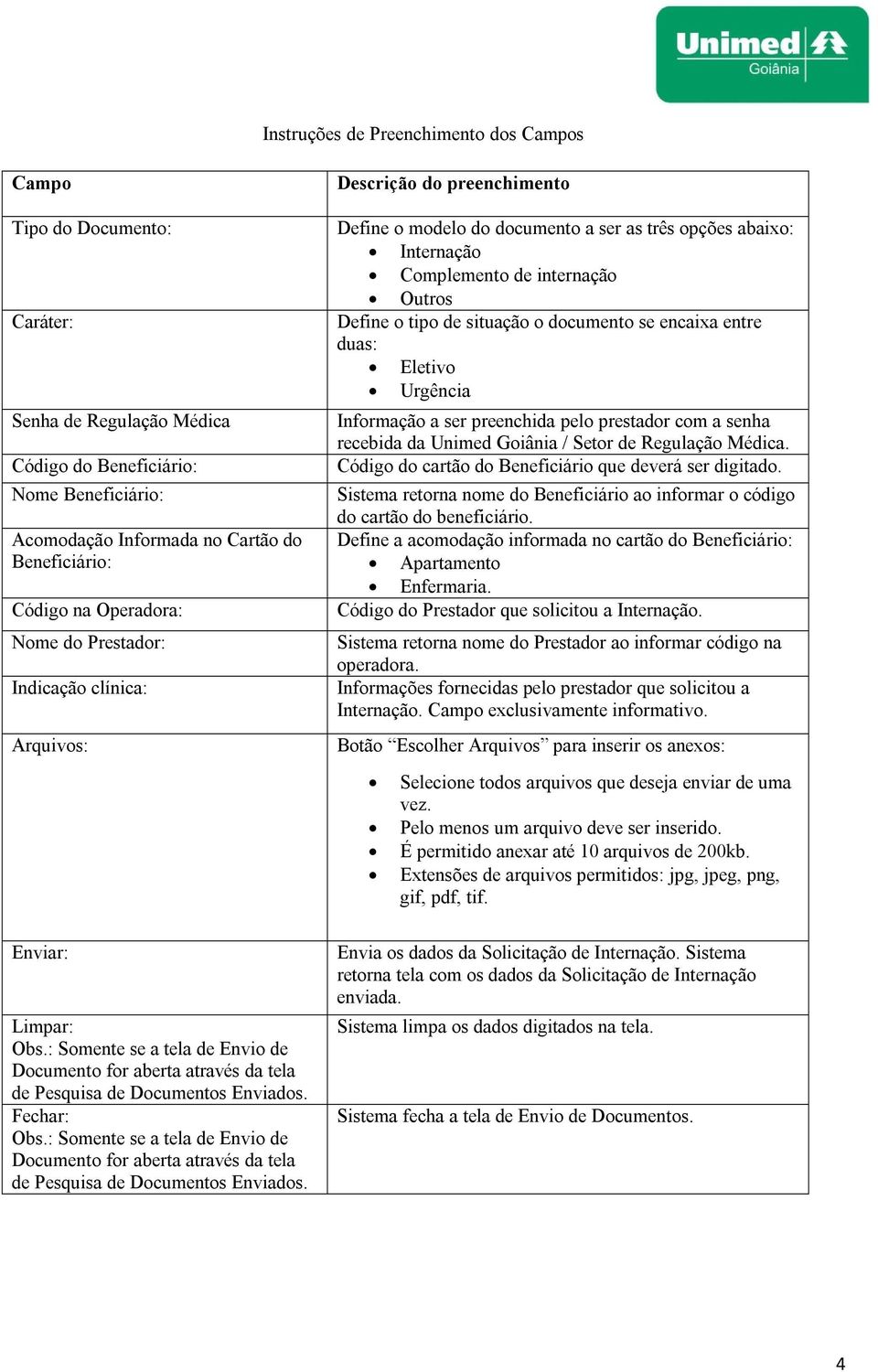 : Somente se a tela de Envio de Documento for aberta através da tela de Pesquisa de Documentos Enviados.