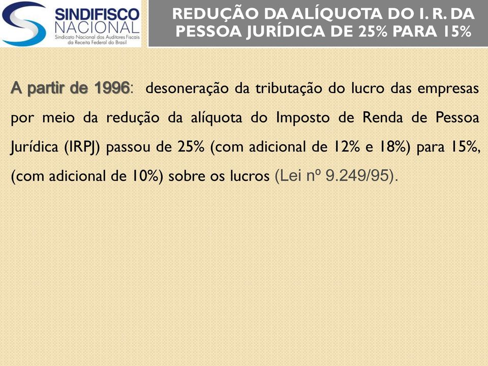 do lucro das empresas por meio da redução da alíquota do Imposto de Renda de