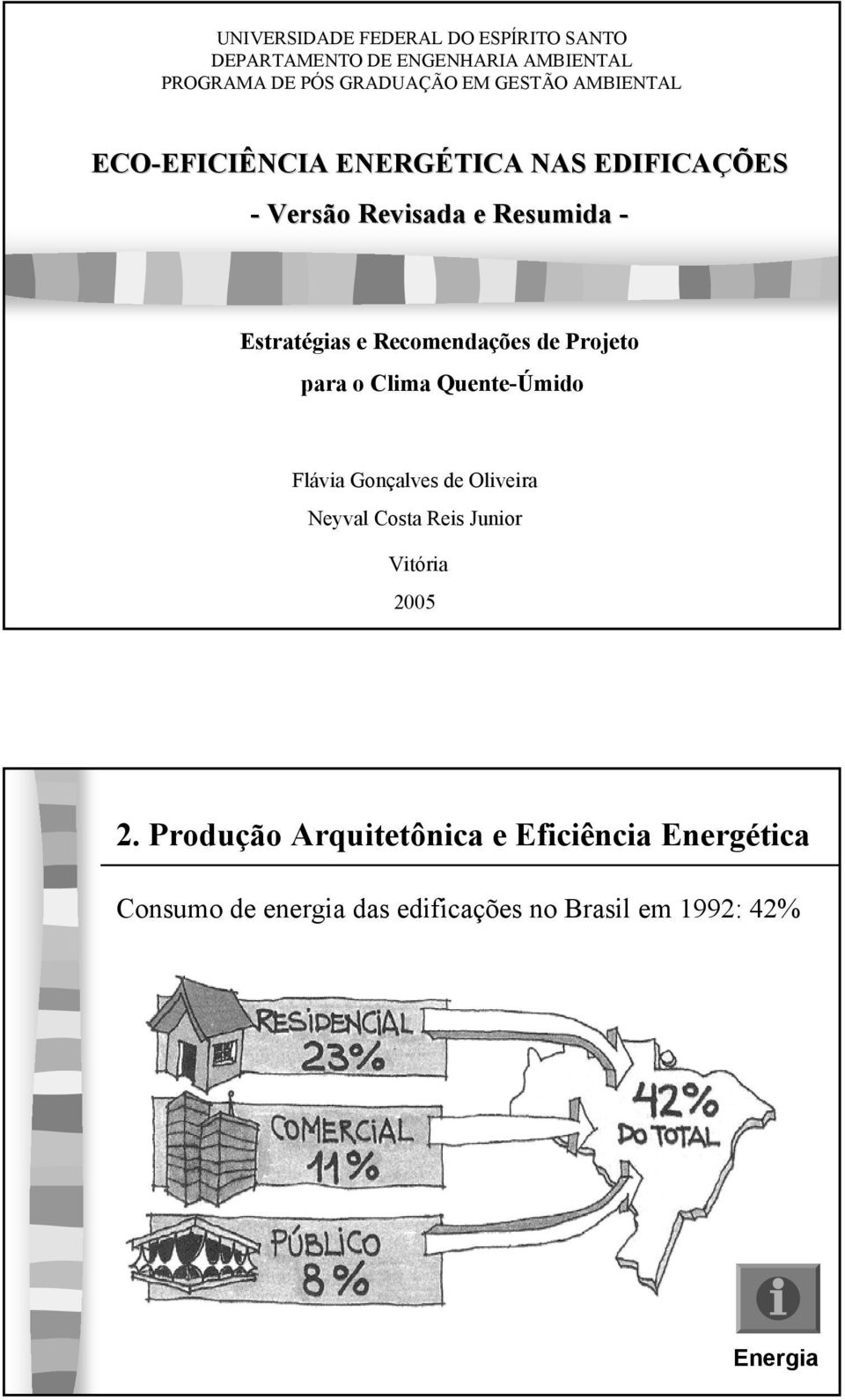 Recomendações de Projeto para o Clima Quente-Úmido Flávia Gonçalves de Oliveira Neyval Costa Reis Junior Vitória