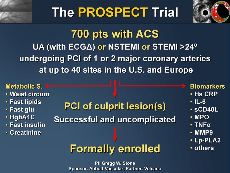 Waist circum Fast lipids Fast glu HgbA1C Fast insulin Creatinine PCI of culprit lesion(s) Successful and