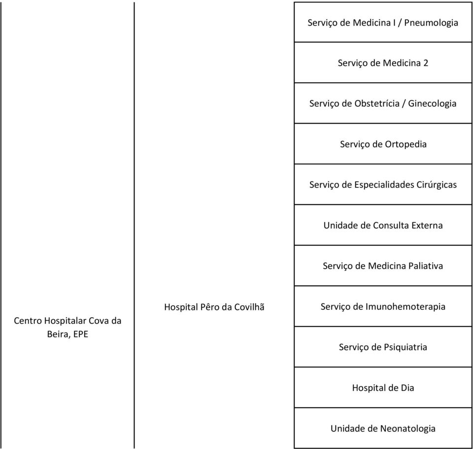 Externa Serviço de Medicina Paliativa Centro Hospitalar Cova da Beira, EPE Hospital Pêro