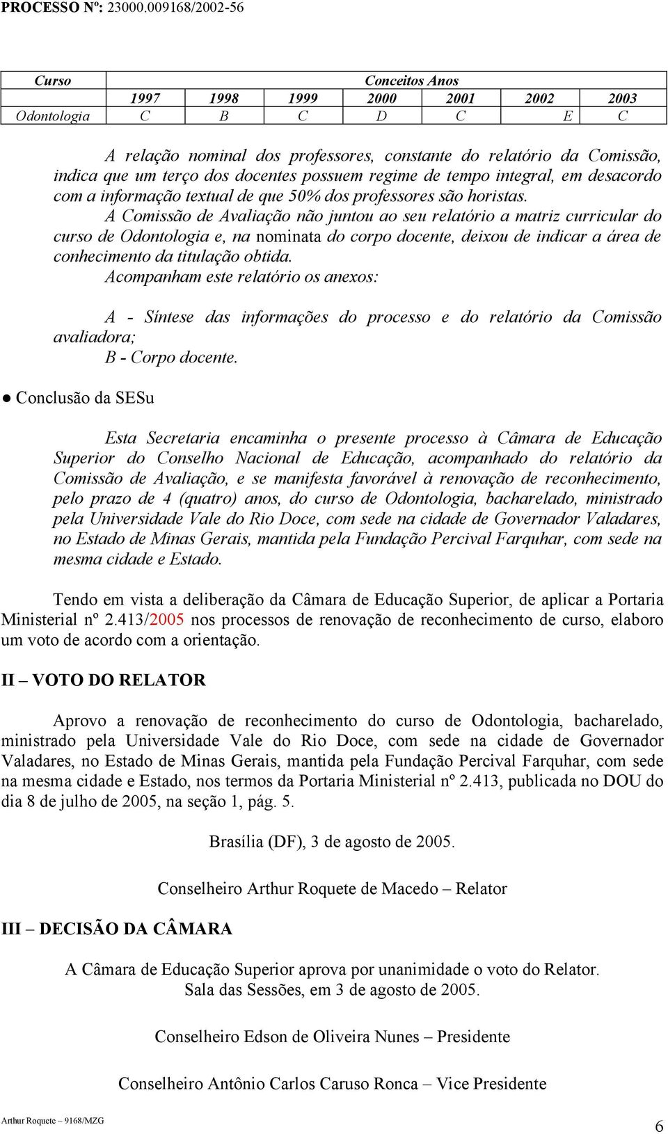 A Comissão de Avaliação não juntou ao seu relatório a matriz curricular do curso de Odontologia e, na nominata do corpo docente, deixou de indicar a área de conhecimento da titulação obtida.