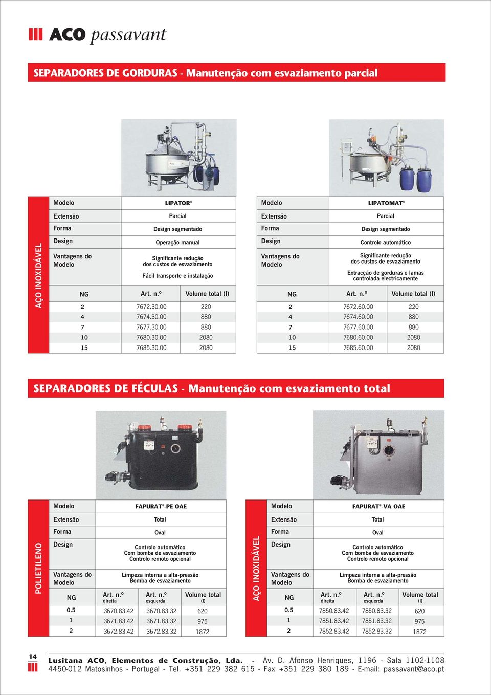 00 Operação manual Volume total (l) 220 Vantagens do NG 2 Significante redução dos custos de esvaziamento Extracção de gorduras e lamas controlada electricamente 7672.60.