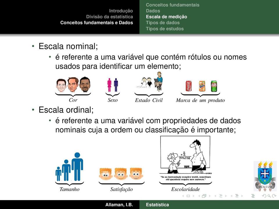 produto Escala ordinal; é referente a uma variável com propriedades de dados