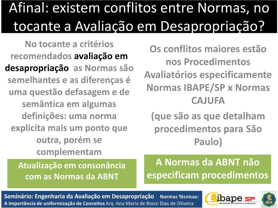 semântica em algumas definições: uma norma explicita mais um ponto que outra, porém se complementam Atualização em consonância com as Normas da