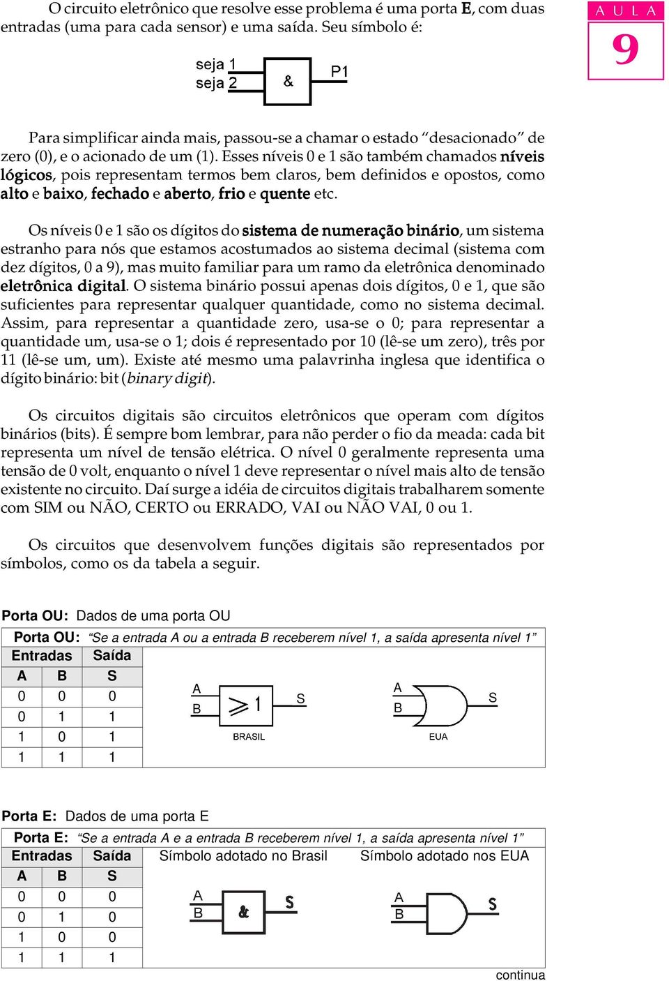 Esses níveis e são também chamados níveis lógicos, pois representam termos bem claros, bem definidos e opostos, como alto e baixo, fechado e aberto, frio e quente etc.