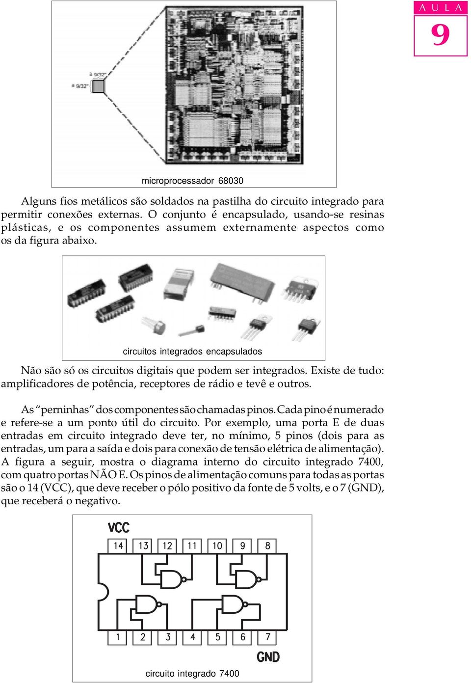 circuitos integrados encapsulados Não são só os circuitos digitais que podem ser integrados. Existe de tudo: amplificadores de potência, receptores de rádio e tevê e outros.