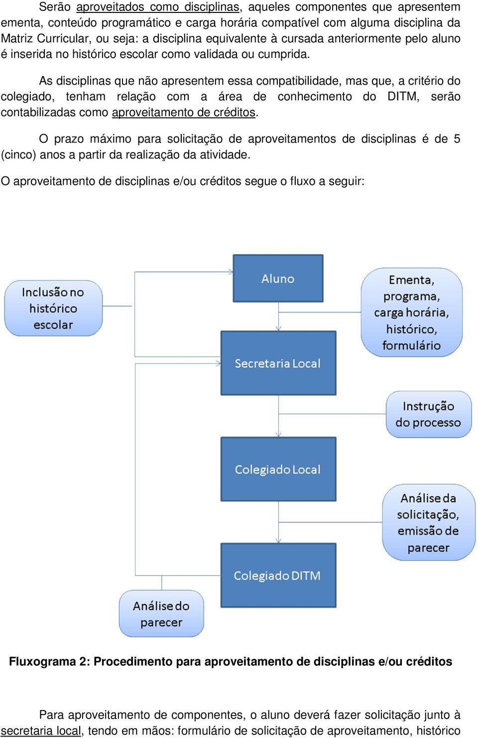 As disciplinas que não apresentem essa compatibilidade, mas que, a critério do colegiado, tenham relação com a área de conhecimento do DITM, serão contabilizadas como aproveitamento de créditos.