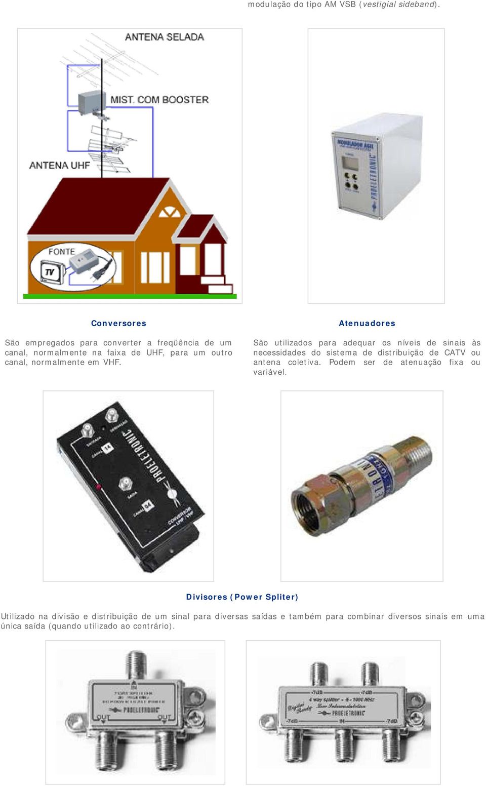 VHF. Atenuadores São utilizados para adequar os níveis de sinais às necessidades do sistema de distribuição de CATV ou antena coletiva.