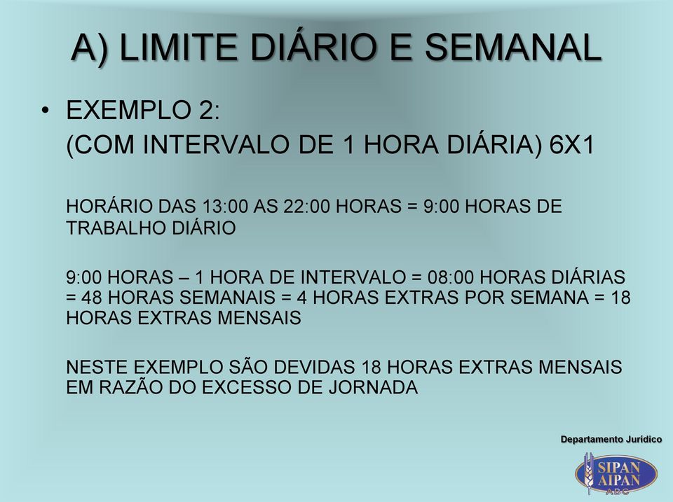 08:00 HORAS DIÁRIAS = 48 HORAS SEMANAIS = 4 HORAS EXTRAS POR SEMANA = 18 HORAS EXTRAS