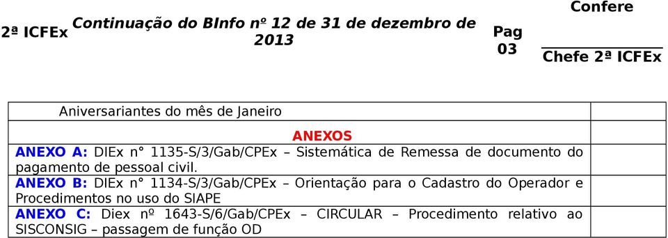ANEXO B: DIEx n 1134-S/3/Gab/CPEx Orientação para o Cadastro do Operador e