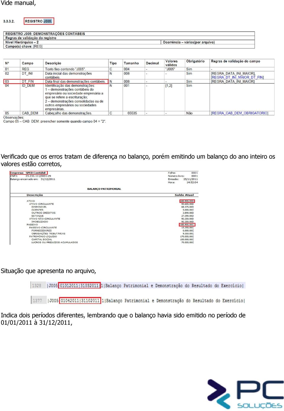 Situação que apresenta no arquivo, Indica dois períodos diferentes,