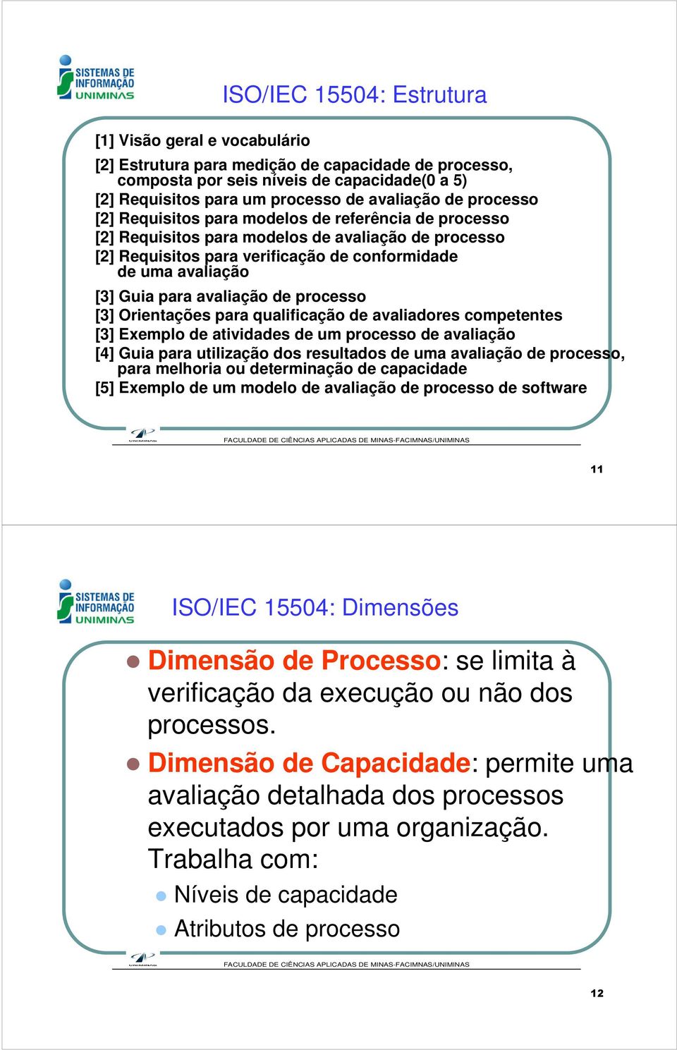 comptnts [3] Exmplo atividas um procsso avaliação [4] Guia para utilização dos rsultados uma avaliação procsso, para mlhoria ou trmição capacida [5] Exmplo um molo avaliação procsso softwar ISO/IEC