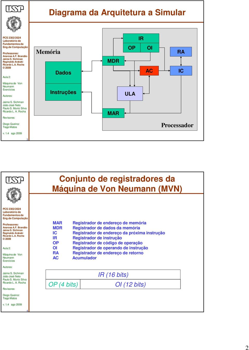 Registrador de endereço da próxima instrução Registrador de instrução Registrador de código de operação