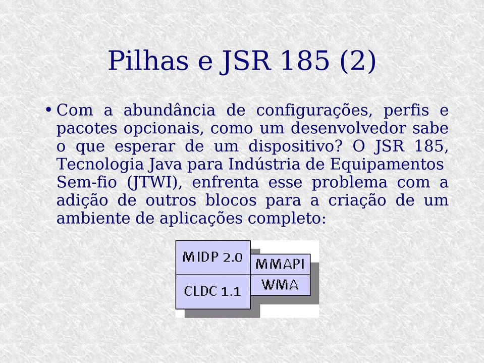 O JSR 185, Tecnologia Java para Indústria de Equipamentos Sem-fio (JTWI),