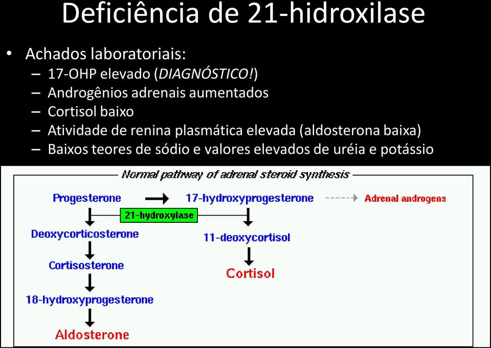 ) Androgênios adrenais aumentados Cortisol baixo Atividade de