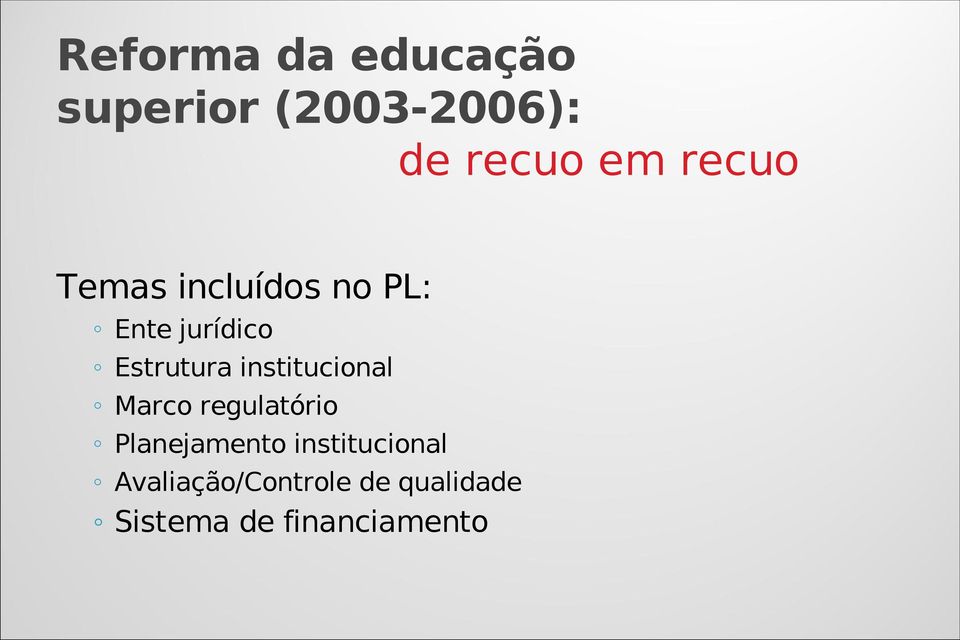 institucional Marco regulatório Planejamento