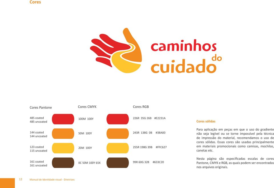 uso do gradiente não seja legível ou se torne impossível pela técnica de impressão do material, recomendamos o uso de cores sólidas.