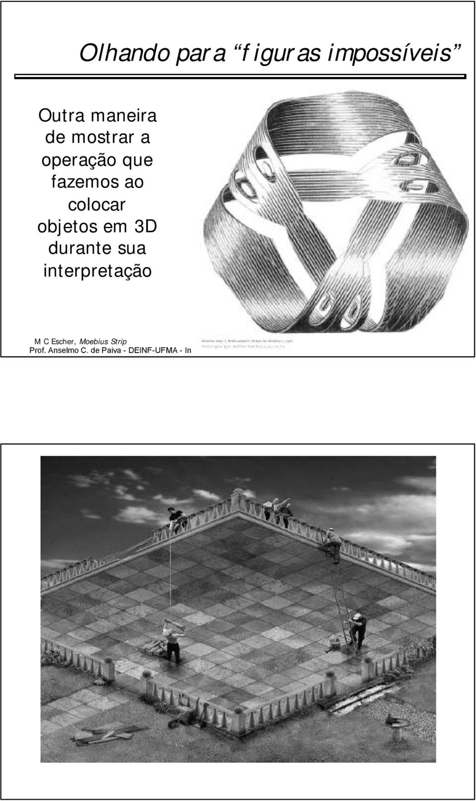 sua interpretação M C Escher, Moebius Strip Prof.