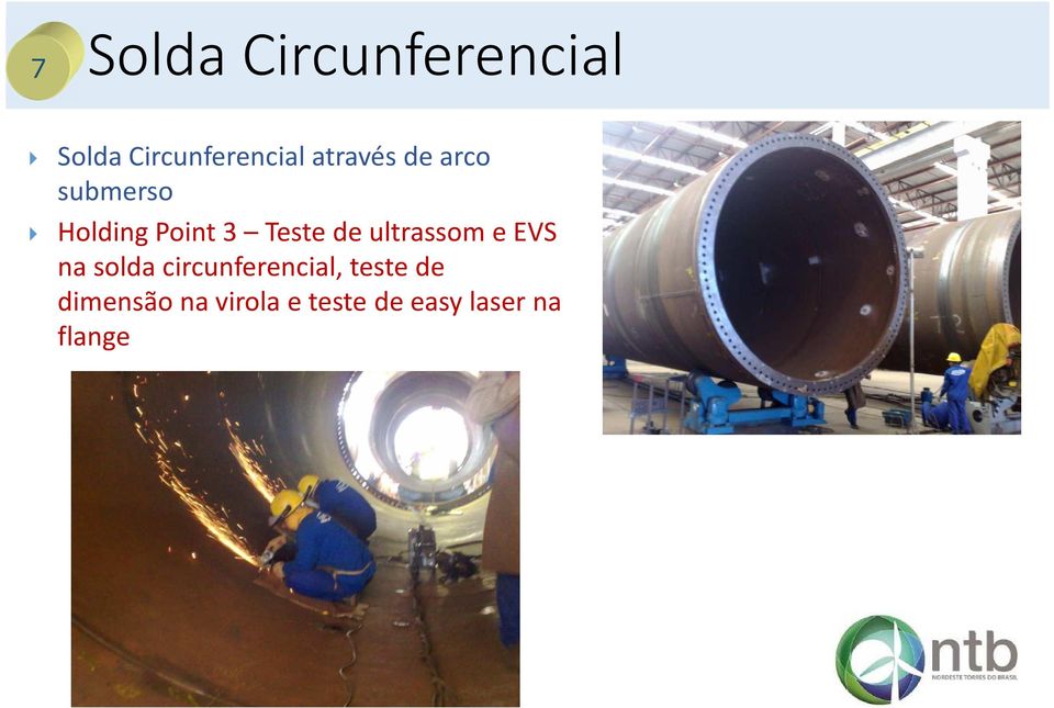 ultrassom e EVS na solda circunferencial, teste