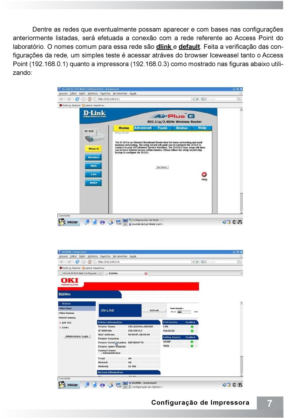 Feita a verificação das configurações da rede, um simples teste é acessar atráves do browser Iceweasel tanto o Access