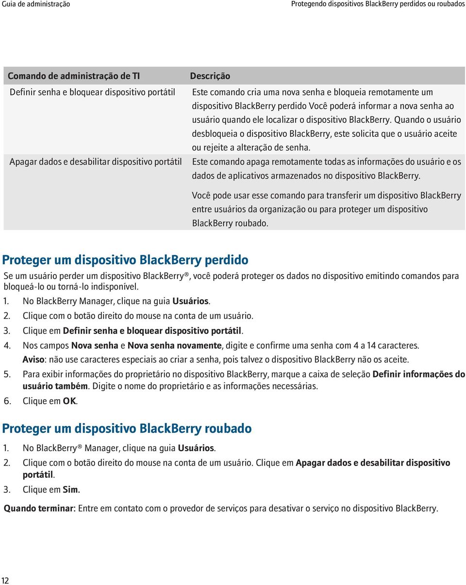 Quando o usuário desbloqueia o dispositivo BlackBerry, este solicita que o usuário aceite ou rejeite a alteração de senha.