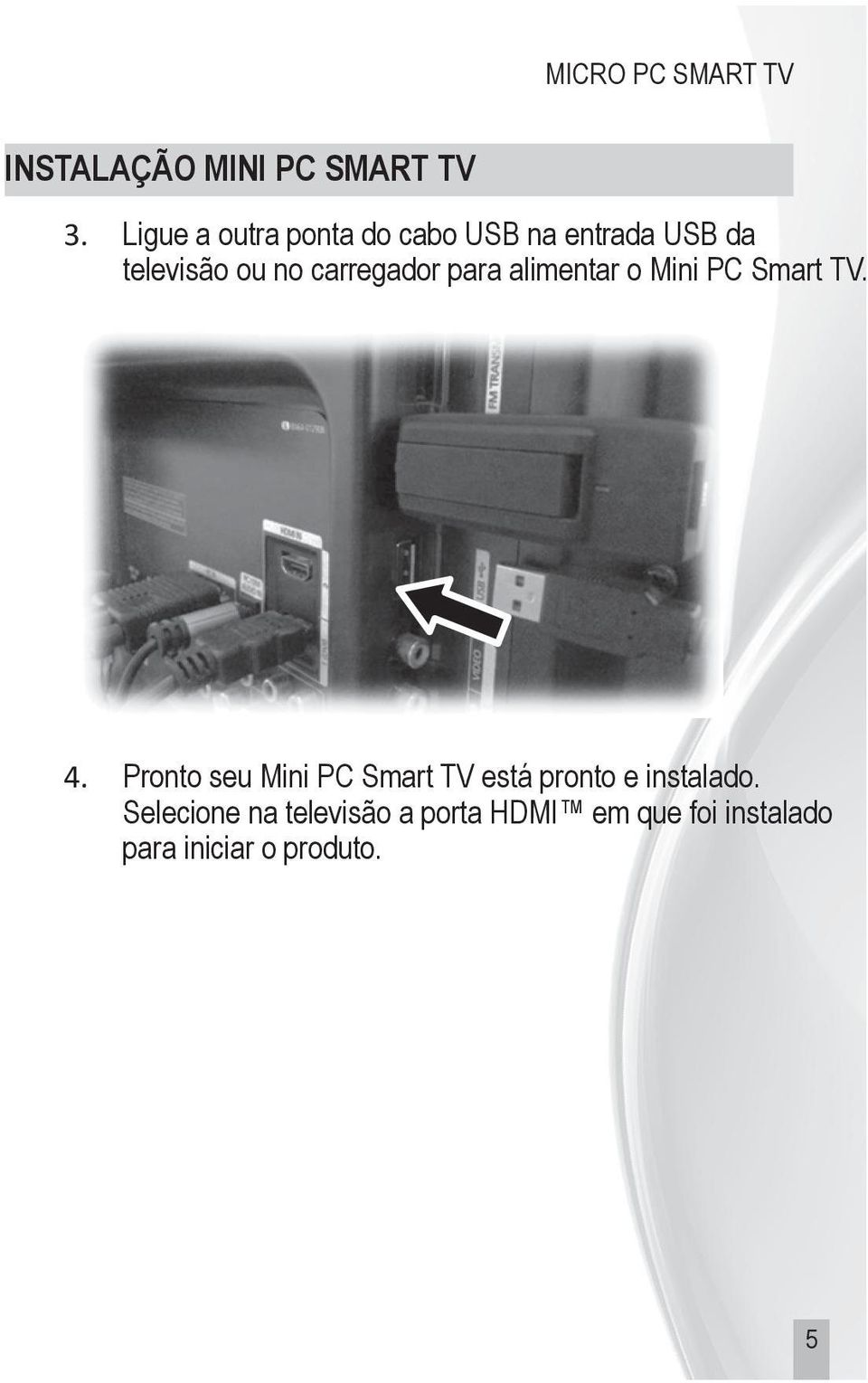 carregador para alimentar o Mini PC Smart TV. 4.