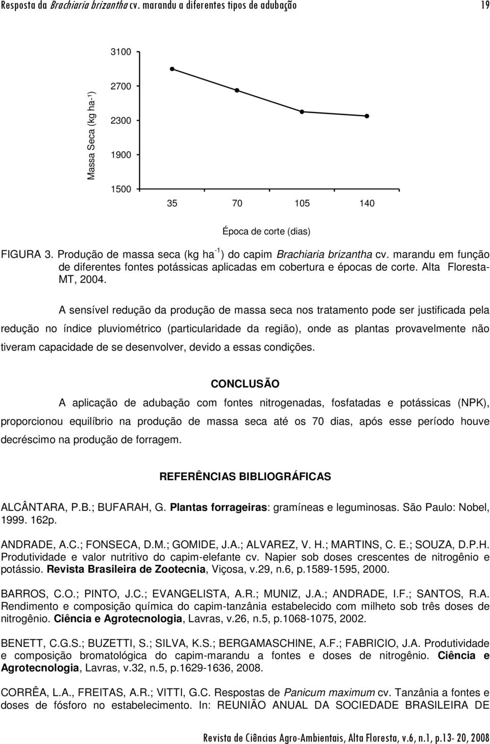 A sensível redução da produção de massa seca nos tratamento pode ser justificada pela redução no índice pluviométrico (particularidade da região), onde as plantas provavelmente não tiveram capacidade