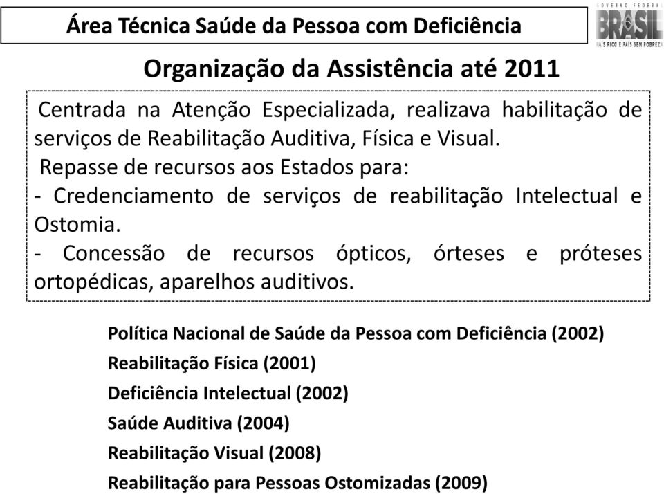 - Concessão de recursos ópticos, órteses e próteses ortopédicas, aparelhos auditivos.